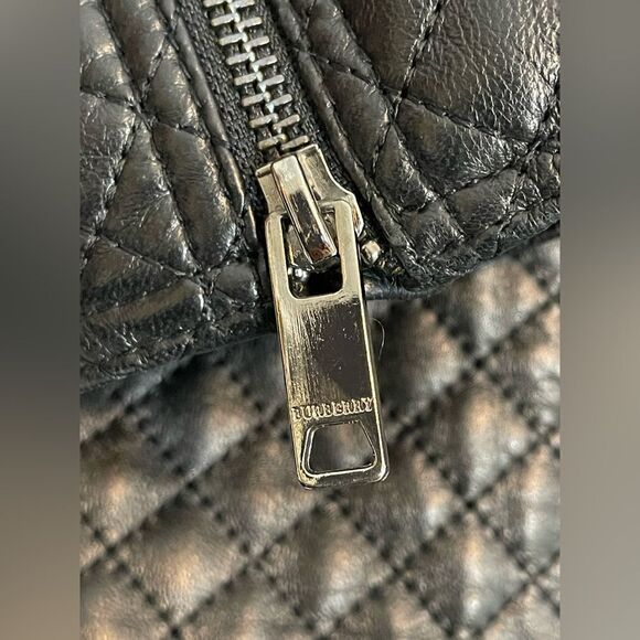 Burberry London quilted black Leather moto Jacket M - Picture 8 of 12